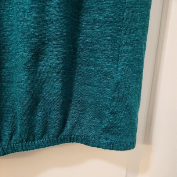 sigrid olsen linen top semi sheer turquoise pullover casual blouse - Picture 3 of 5